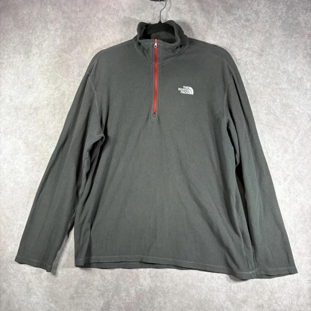 The North Face Fleece Pullover Mens Medium Gray TKA 100 1/4 Zip Lightweight